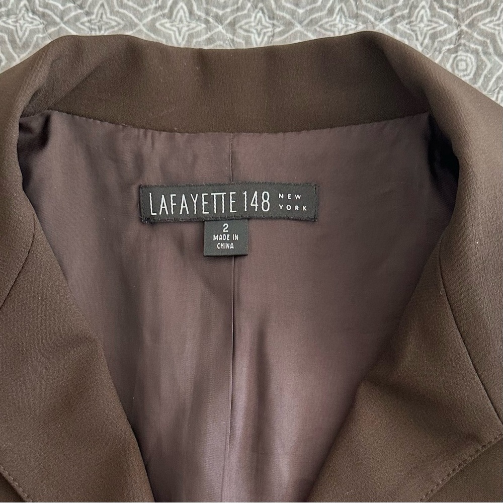 LAFAYETTE 148 New York Brown Wool Cropped Blazer Jacket Size 2 - Picture 3 of 9